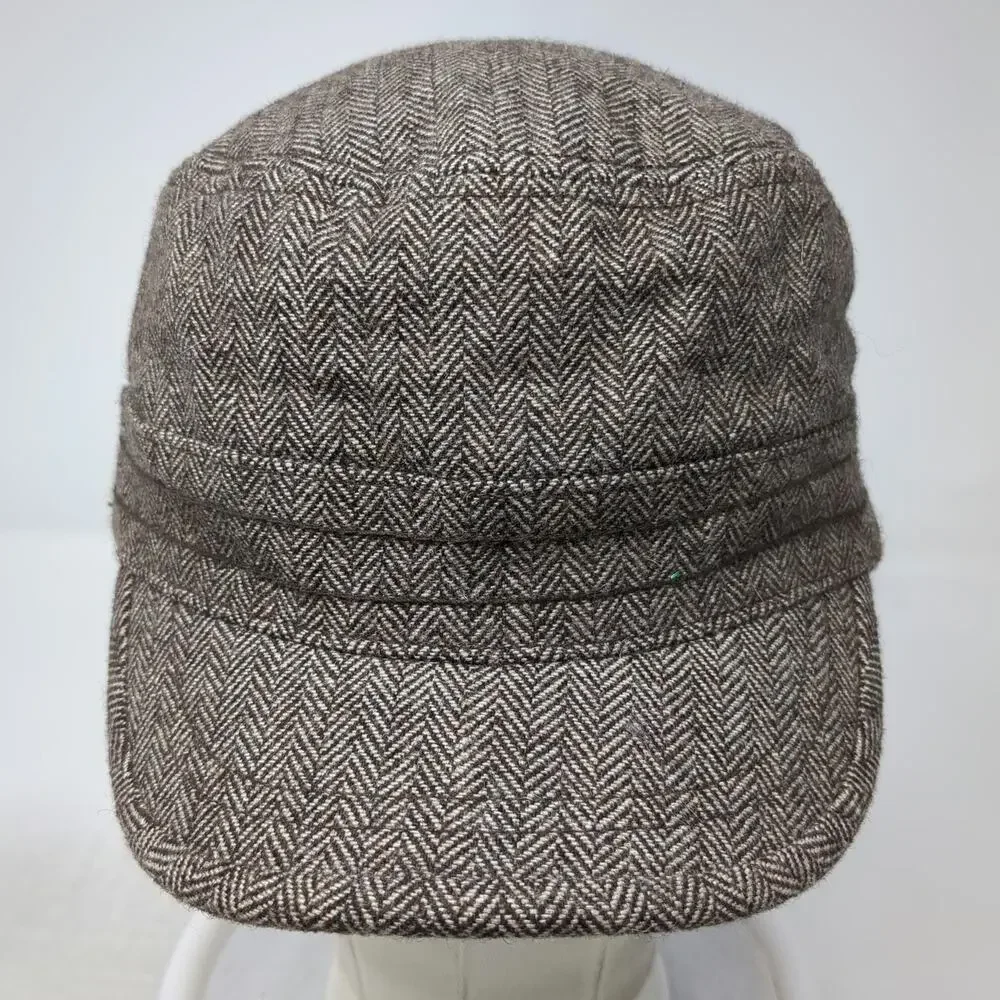 Banana Republic Army Cap Brown S/M Fitted Herringbone Wool Hat Cadet Casual
